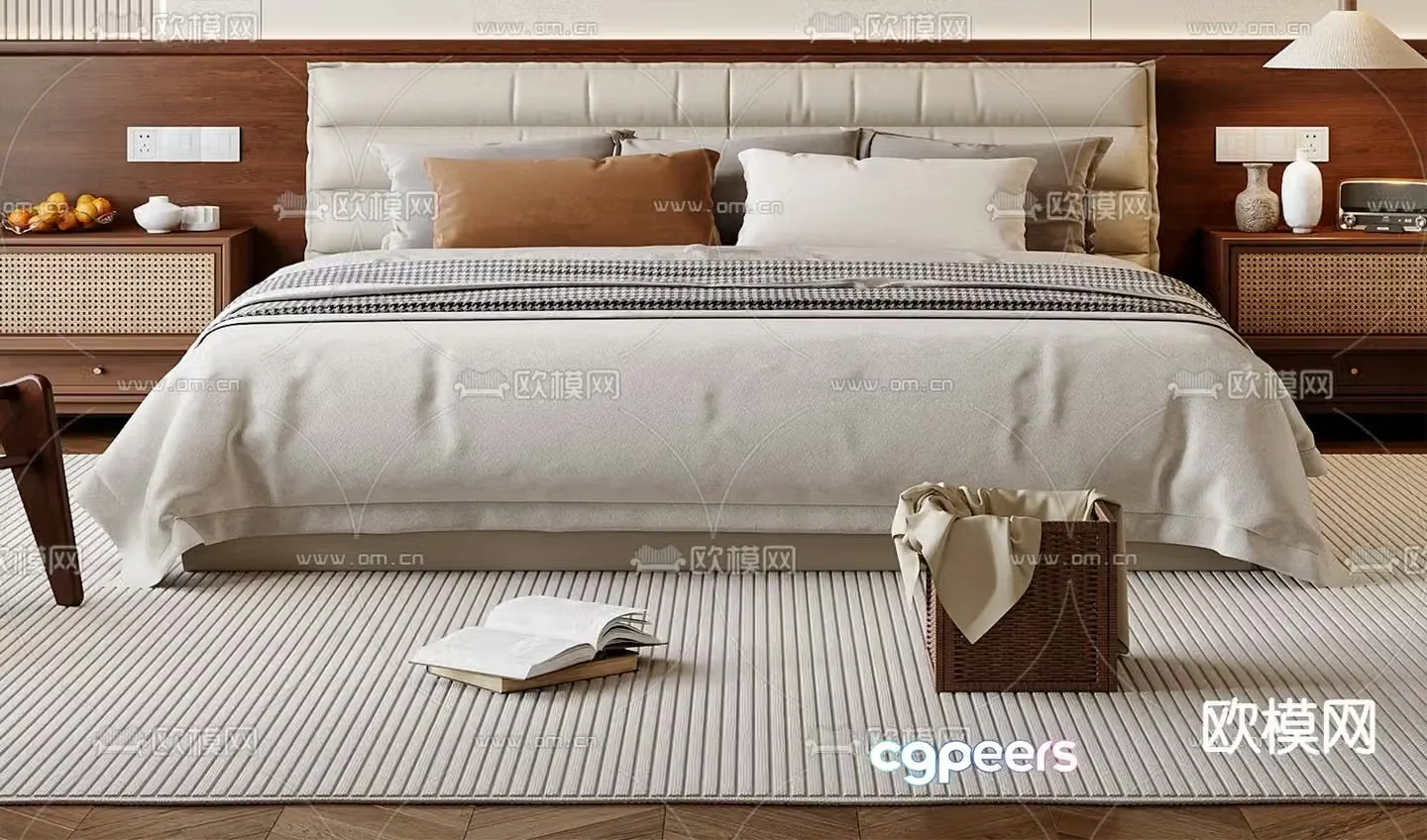 Medieval style double bed 3d model