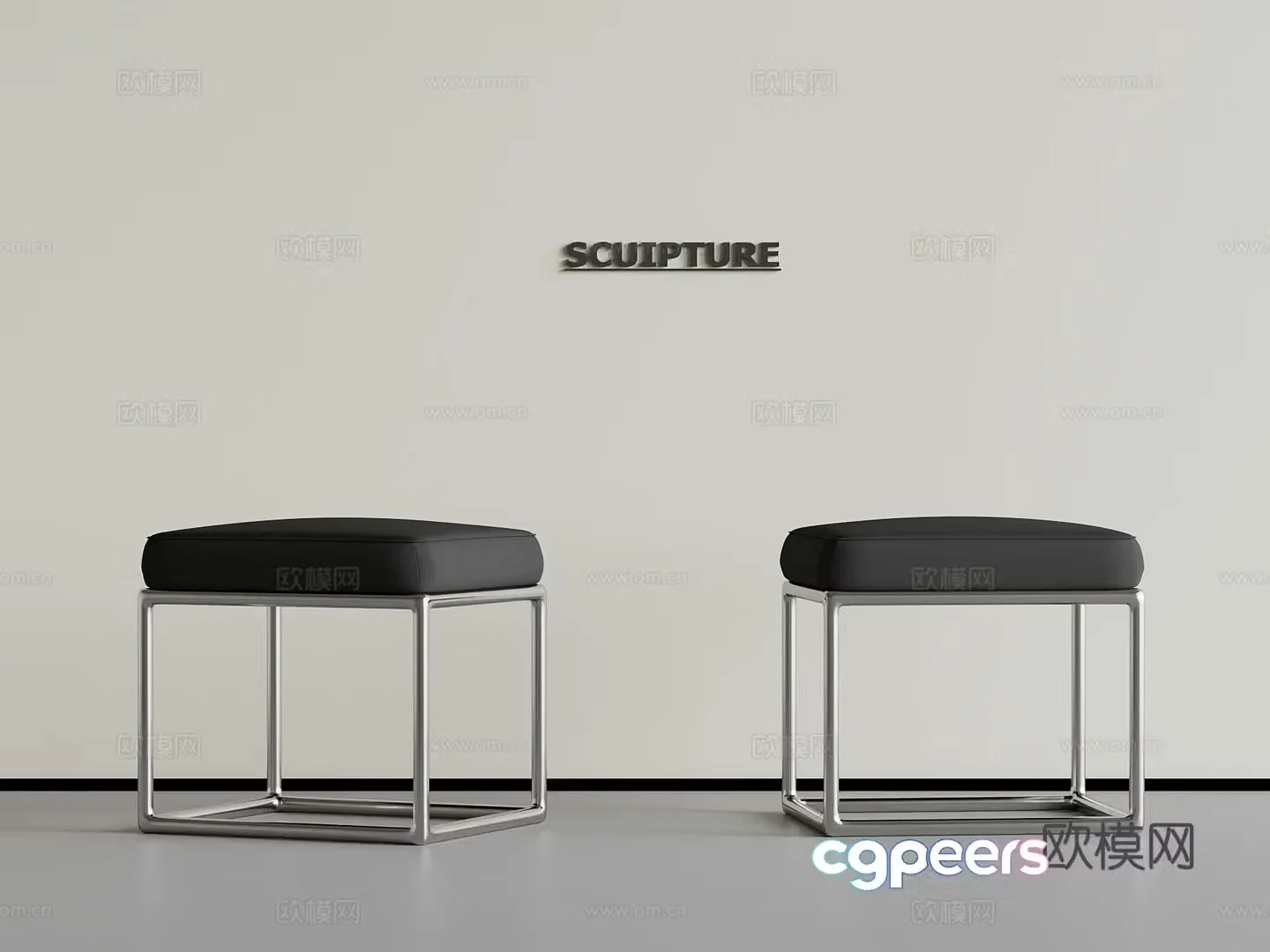 Modern sofa stool leather sofa stool square stool 3d model