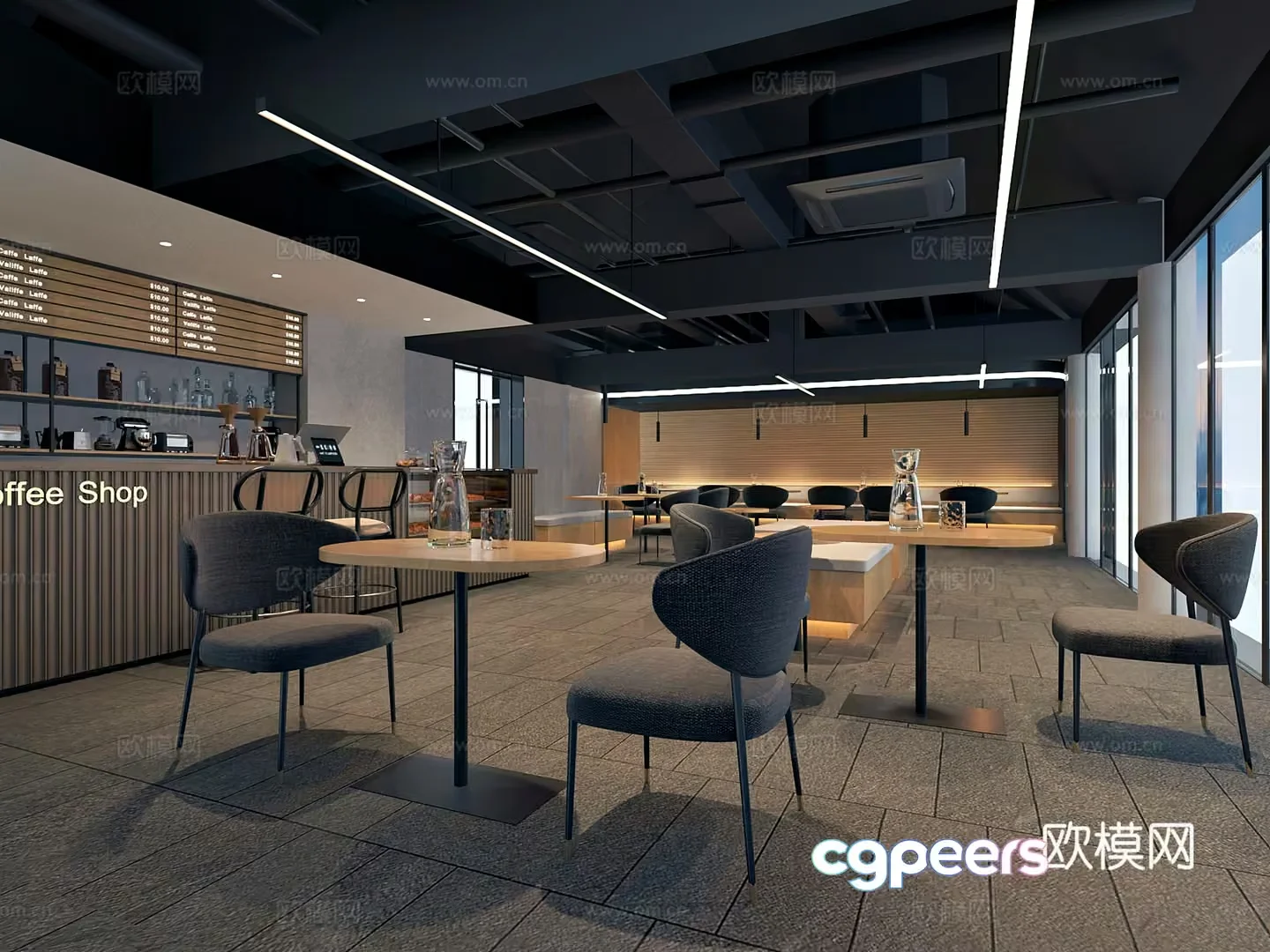 Modern Coffee Shop 3D Model – 14008 – VRAY Render