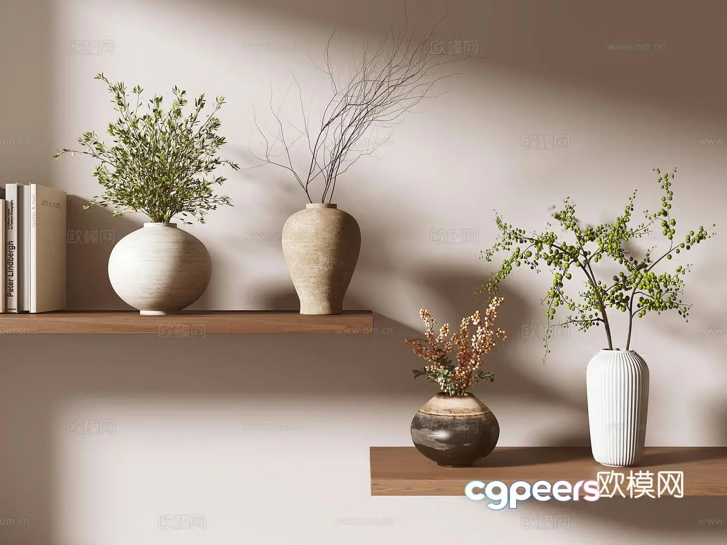 wabi-sabi vase floral arrangement flower arrangement 3d model