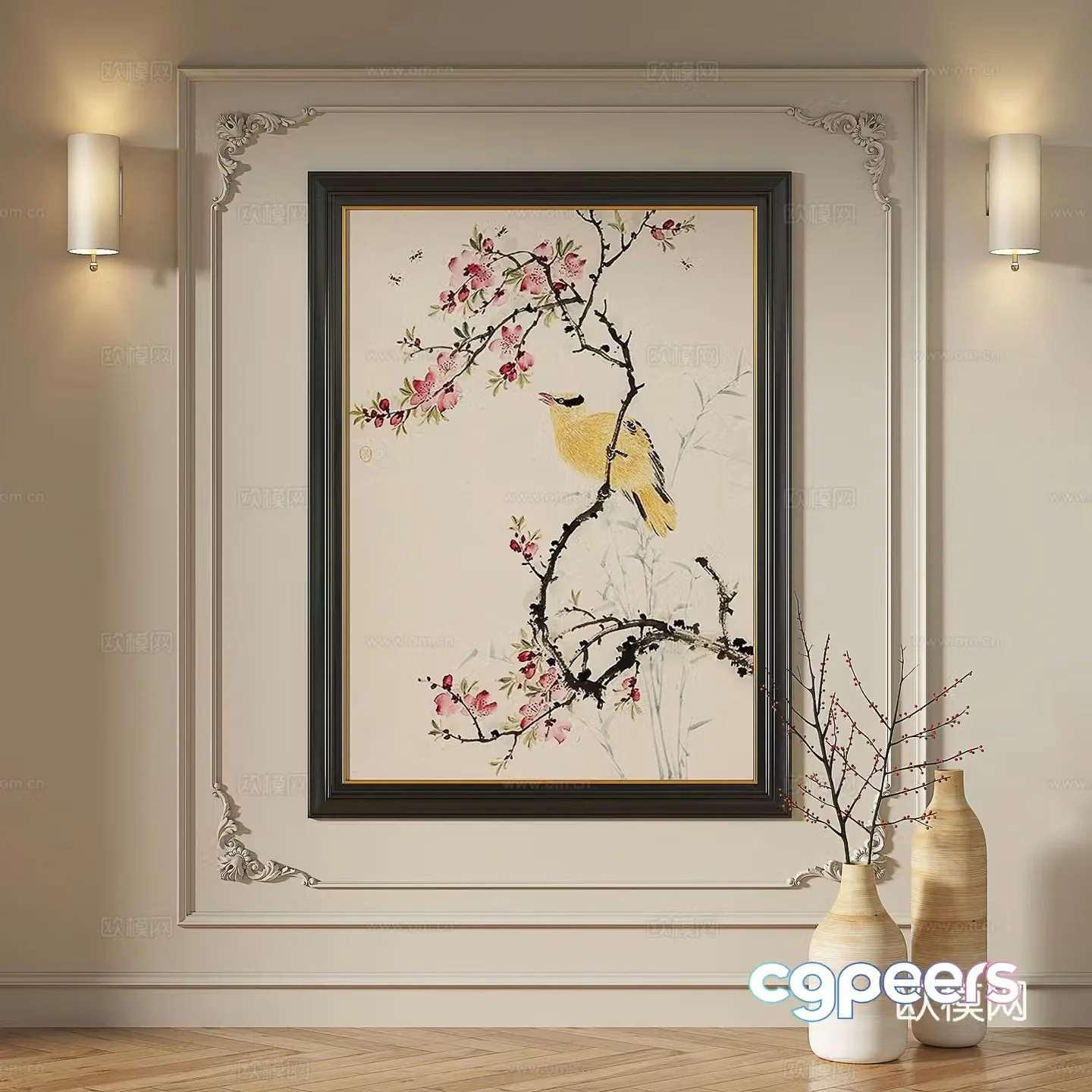French retro medieval modern European classical decorative painting 3d model