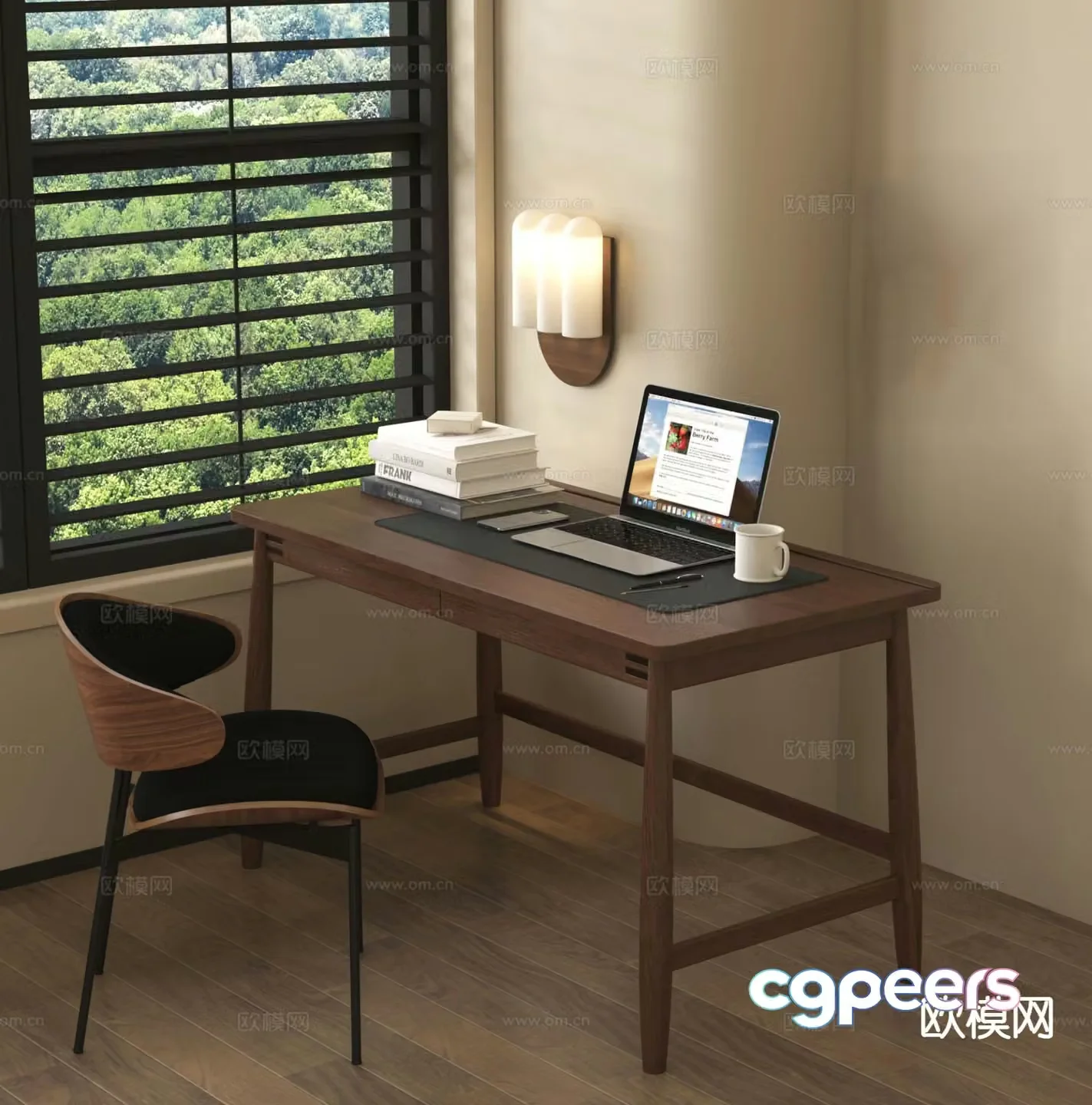 Nordic desk chair computer desk 3d model