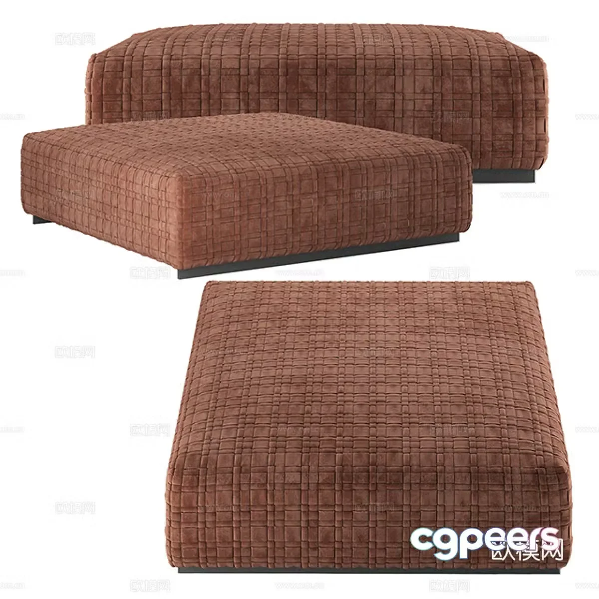 Modern fabric sofa stool pedal 3D model