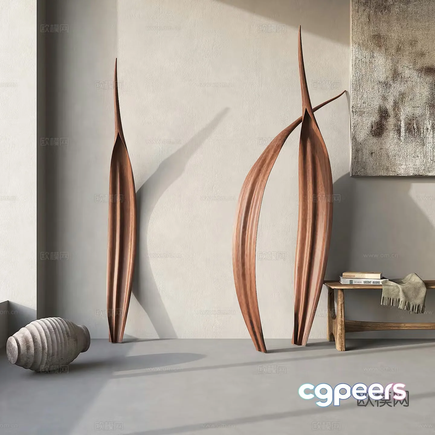 Modern abstract leaf sculpture 3d model