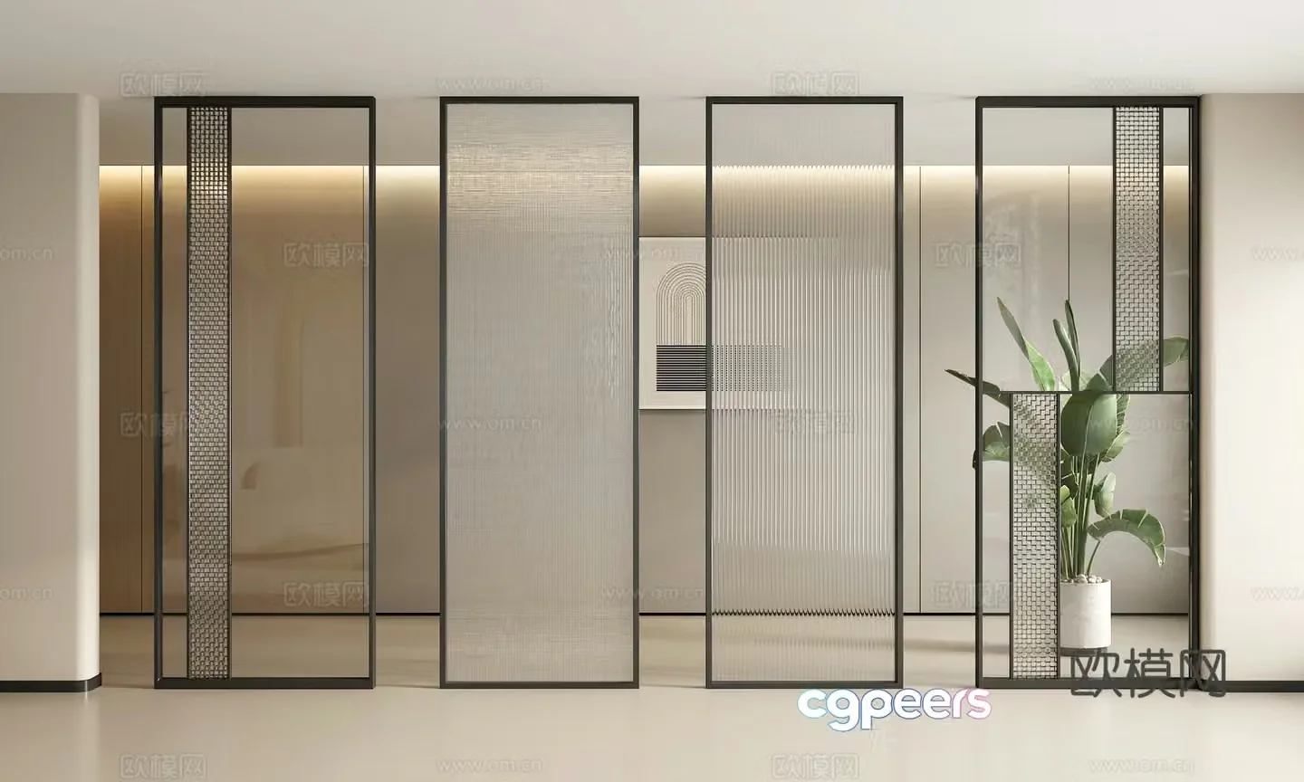 Modern glass partition 3d model