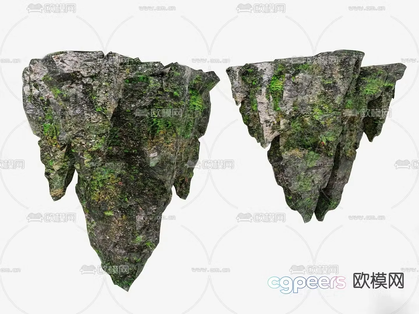 landscape stone moss stone stone 3d model