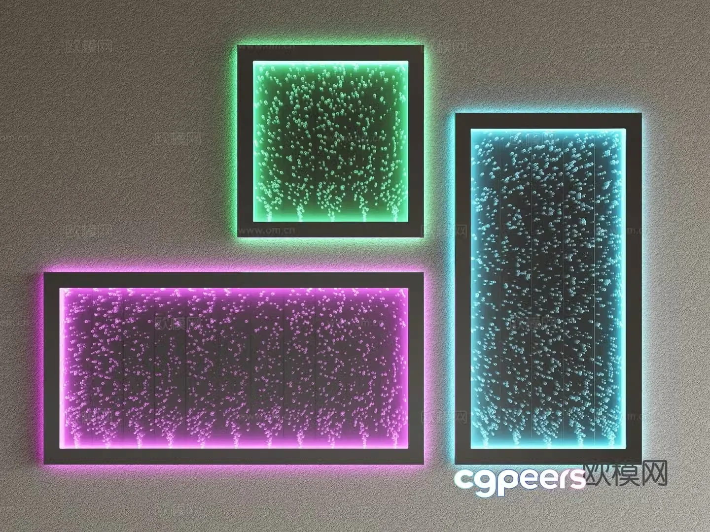 Bubble board light curtain aquarium 3d model