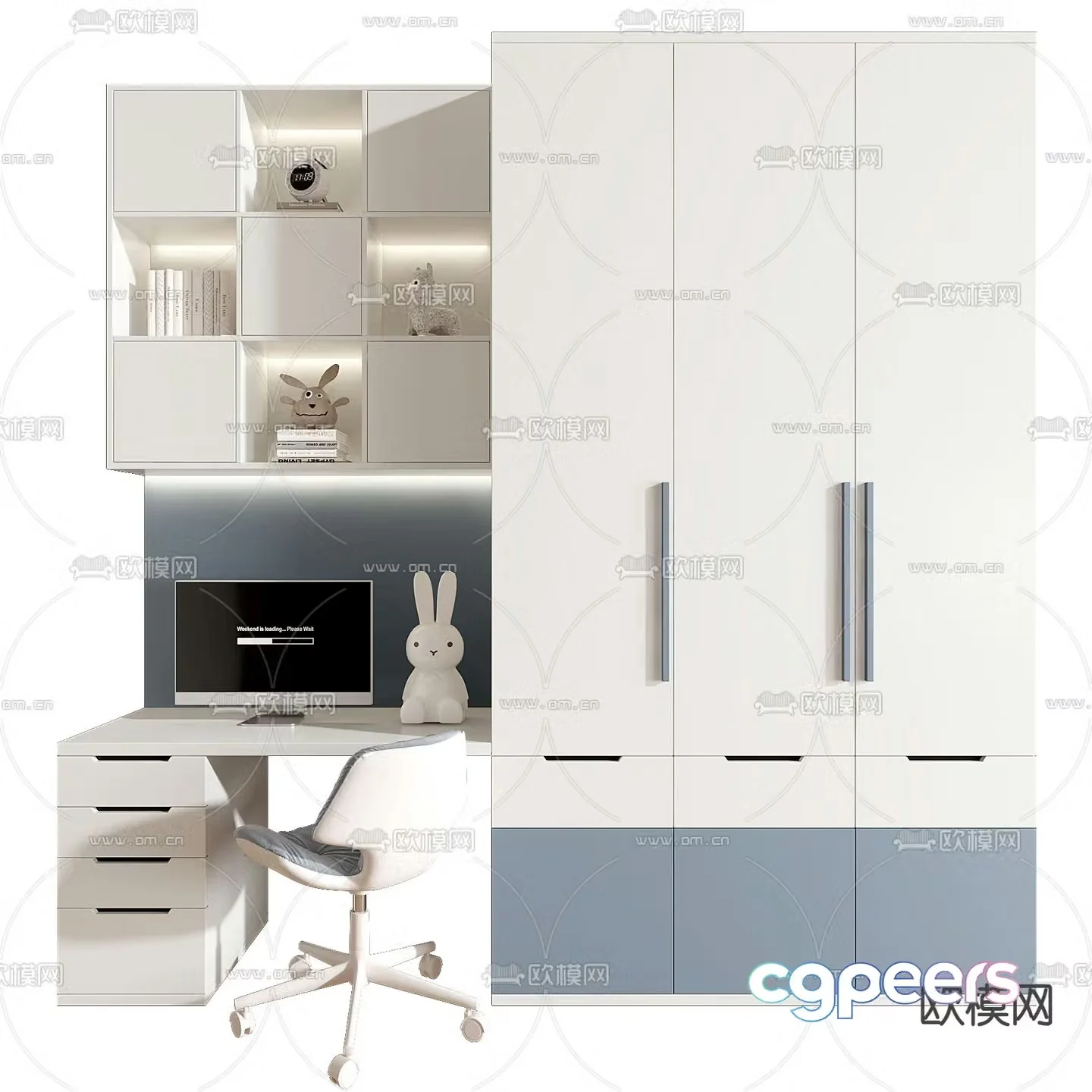 Children’s cabinet writing desk study table 3D model