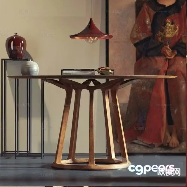 Medieval style round dining table 3D model