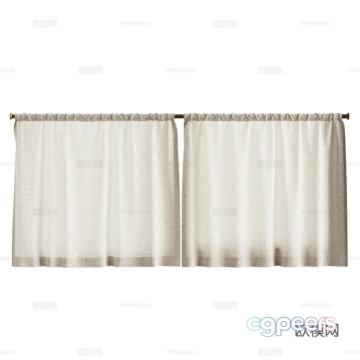 New Chinese short curtain shower curtain 3d model