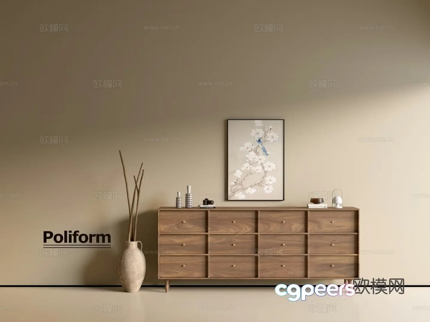 Modern wood grain cabinet ins wind minimalist wind cabinet whole cabinet sideboard balcony cabinet storage 3D model