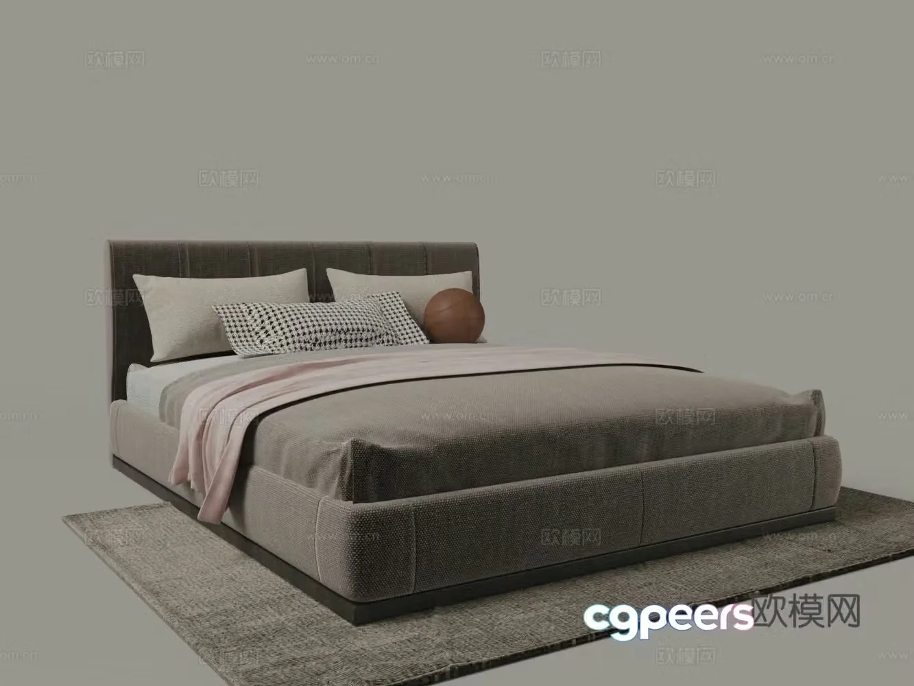 Modern fabric double bed 3d model