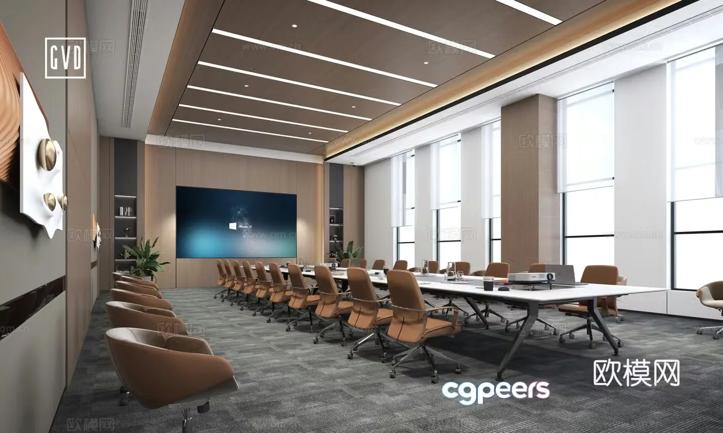 Modern conference room Warm color conference room Large conference room Multi-person conference room Multifunctional conference room 3D model