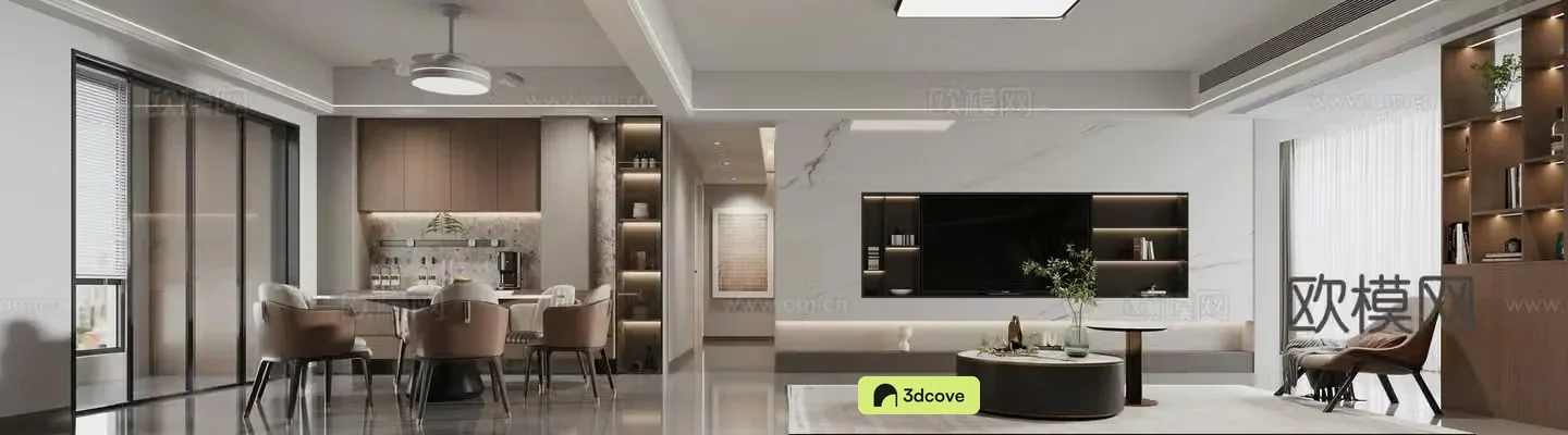 Modern living and dining room