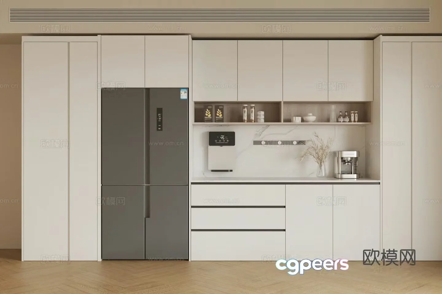Modern cream sideboard finished sideboard refrigerator sideboard entrance sideboard sideboard sideboard 3D model