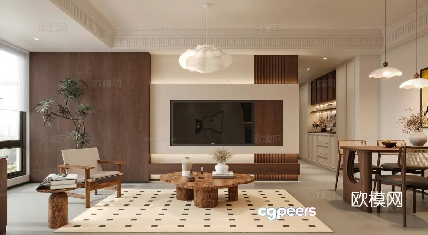 3D model of medieval style living room restaurant