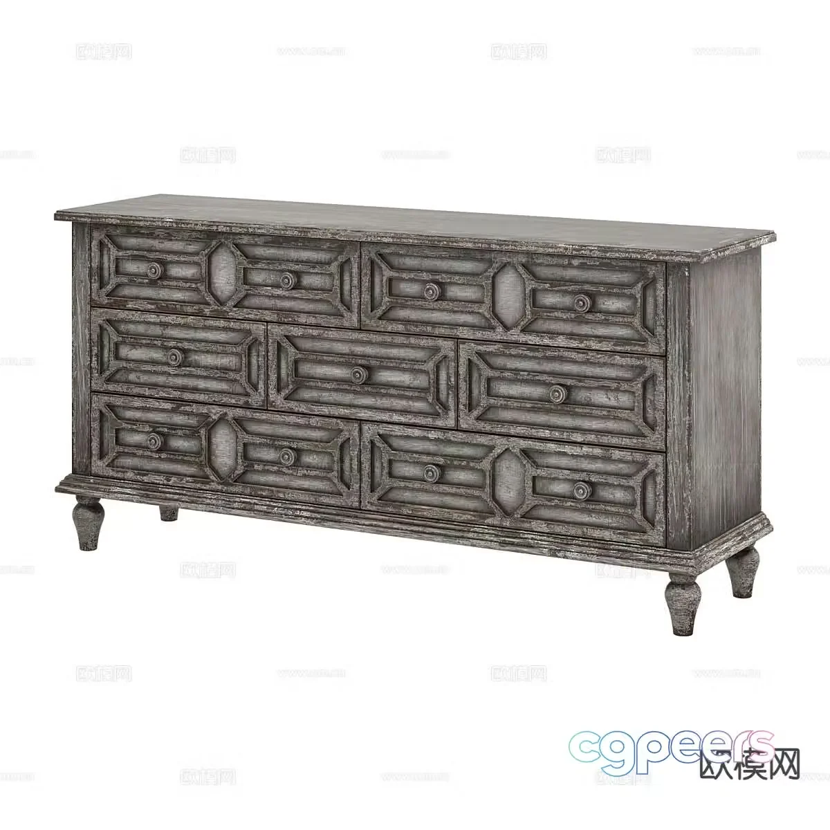 Nordic chest of drawers side cabinet 3d model