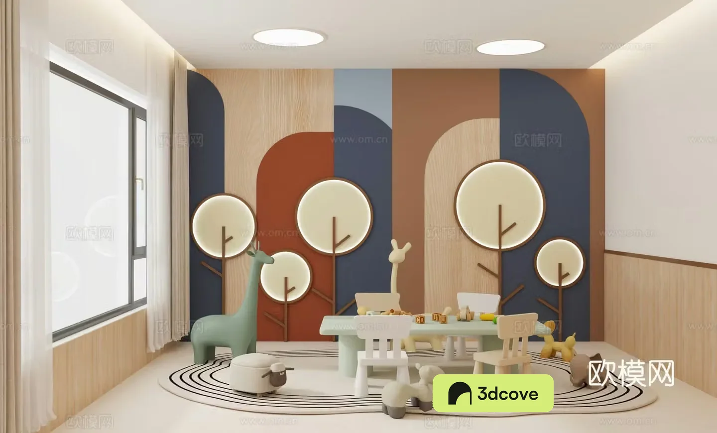 Modern early education classroom kindergarten function room activity classroom