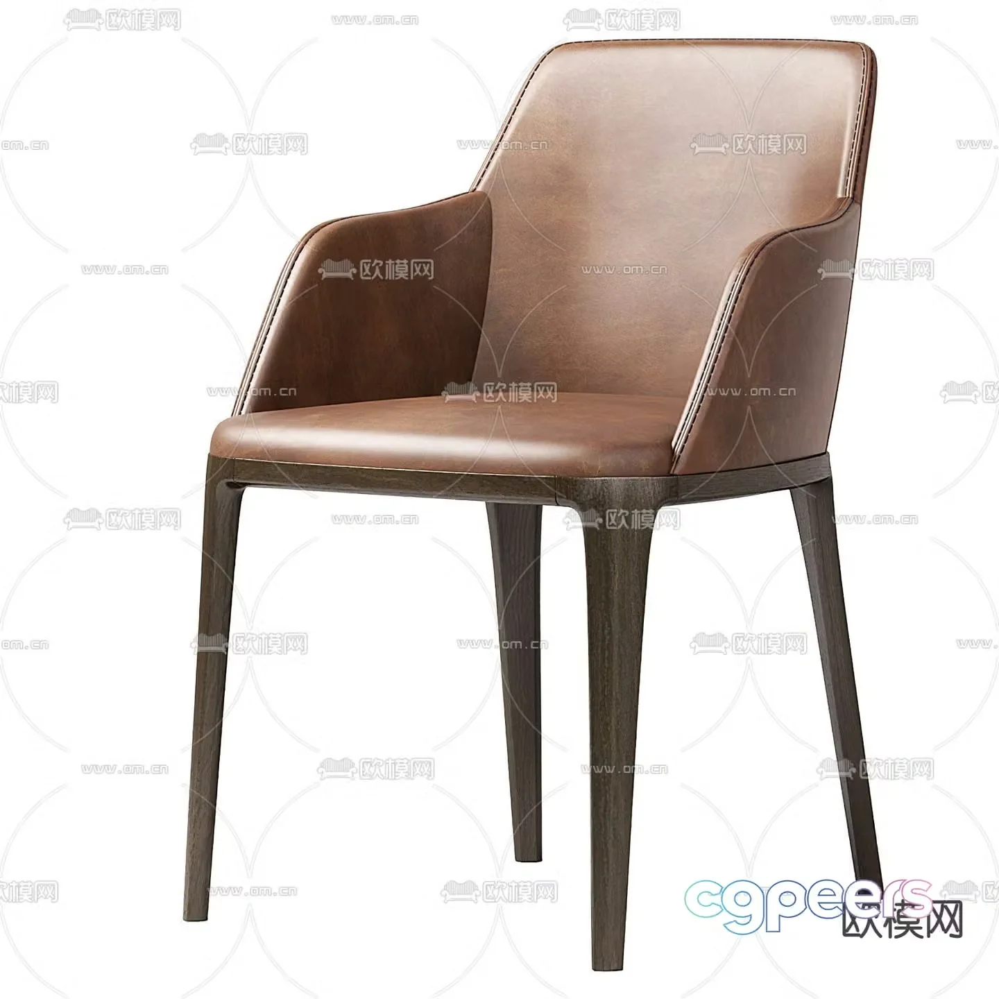 poliform modern leather velvet single chair dining chair 3d model