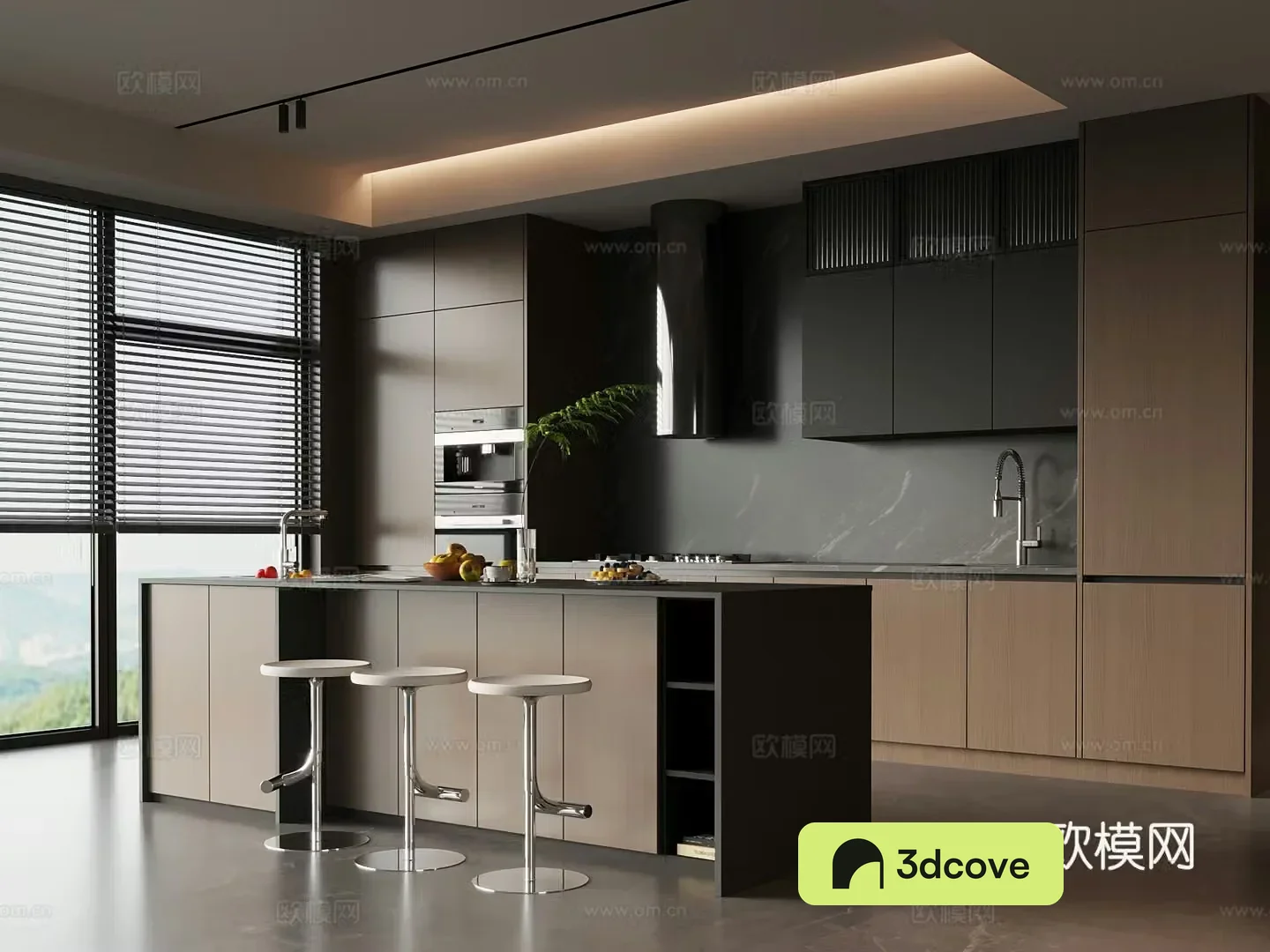 Restaurant Modern Italian Restaurant Western Kitchen Cabinet Island Dining Table