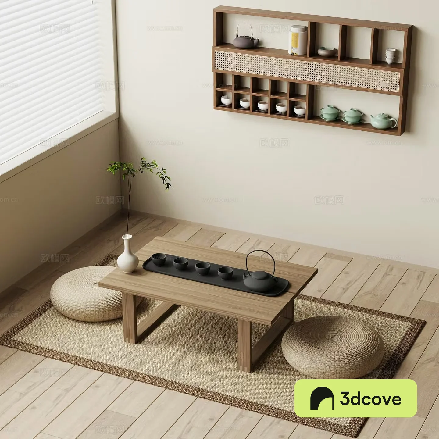 New Chinese-style tatami tea table locker