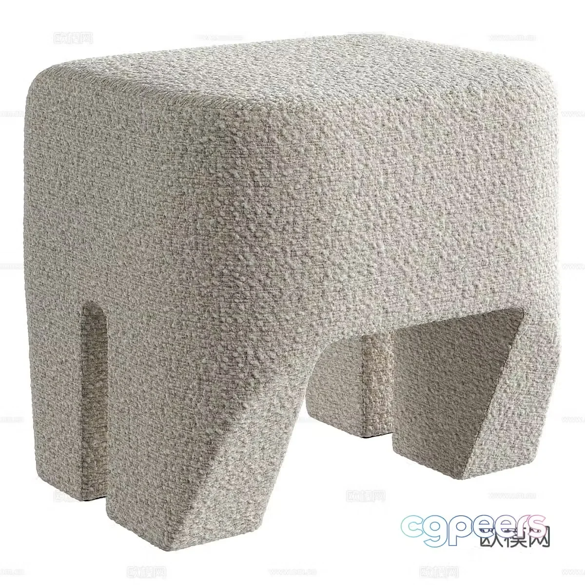 Modern cream style fabric stool 3d model