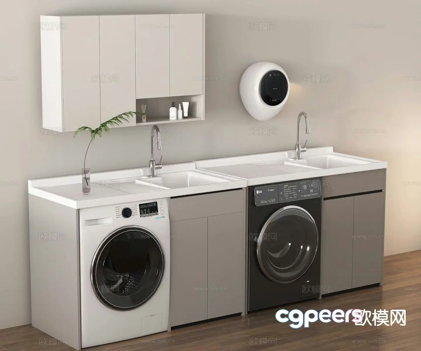 Washing machine cabinet balcony cabinet 3d model