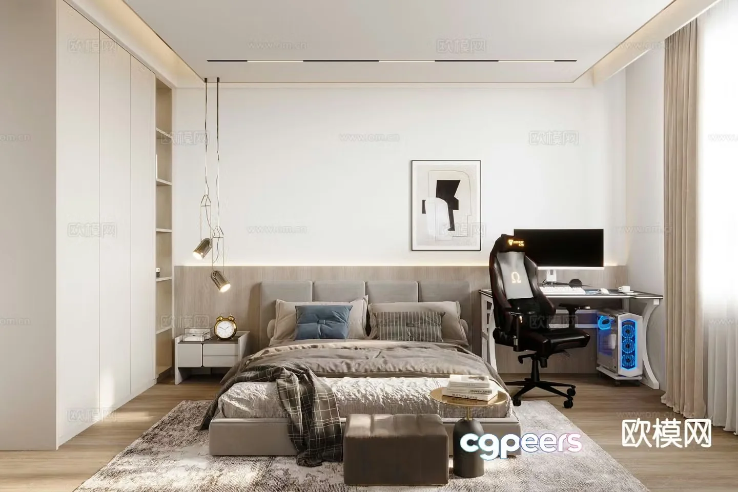 Modern bedroom master bedroom 3d model
