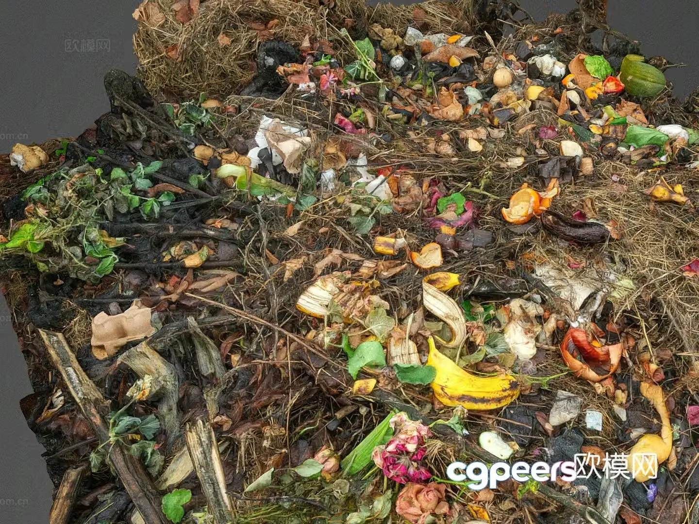 Garbage heap farm waste banana peel fruit peel branch 3d model