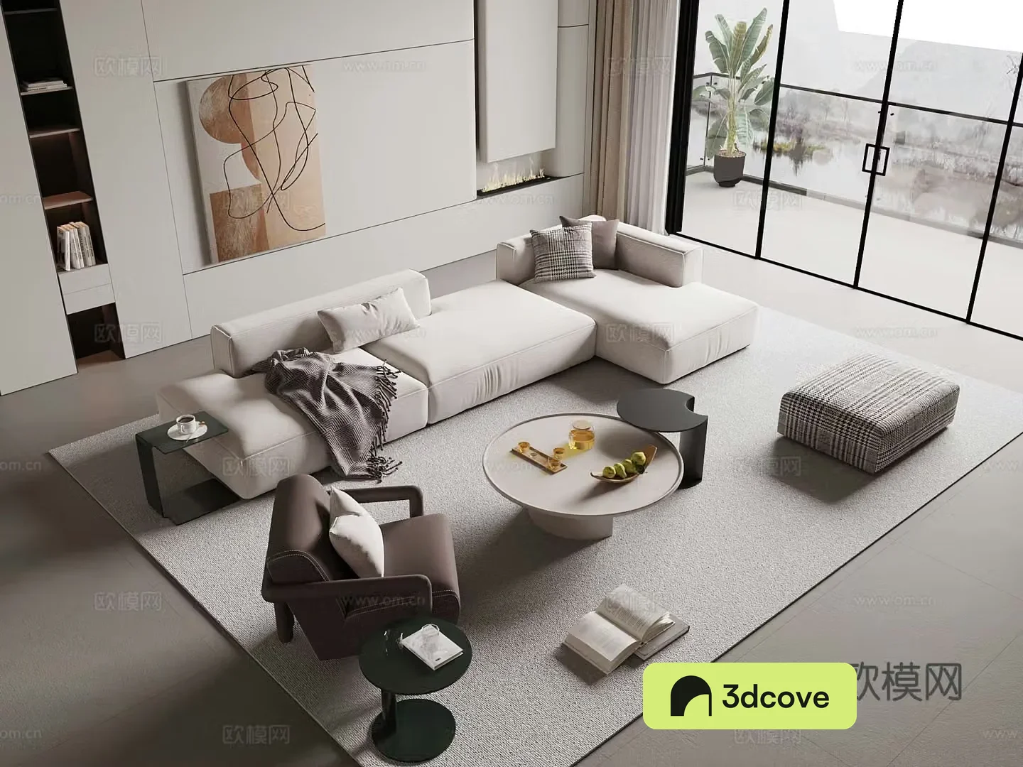 Modern multi-person sofa living room