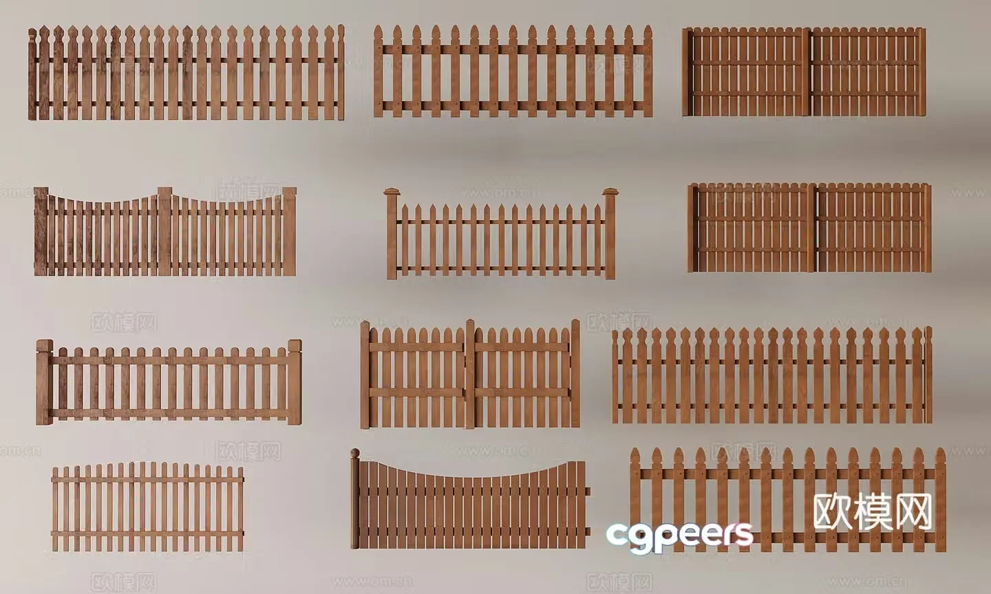 Middle style fence guardrail Solid wood railing fence fence garden wooden fence fence 3d model