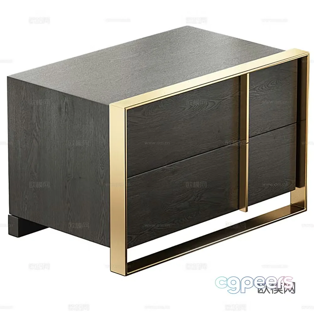 Modern bedside table low cabinet 3d model