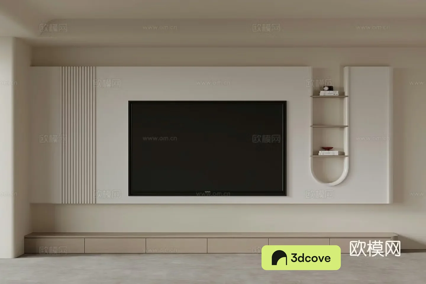 Modern creamy TV cabinet TV background wall