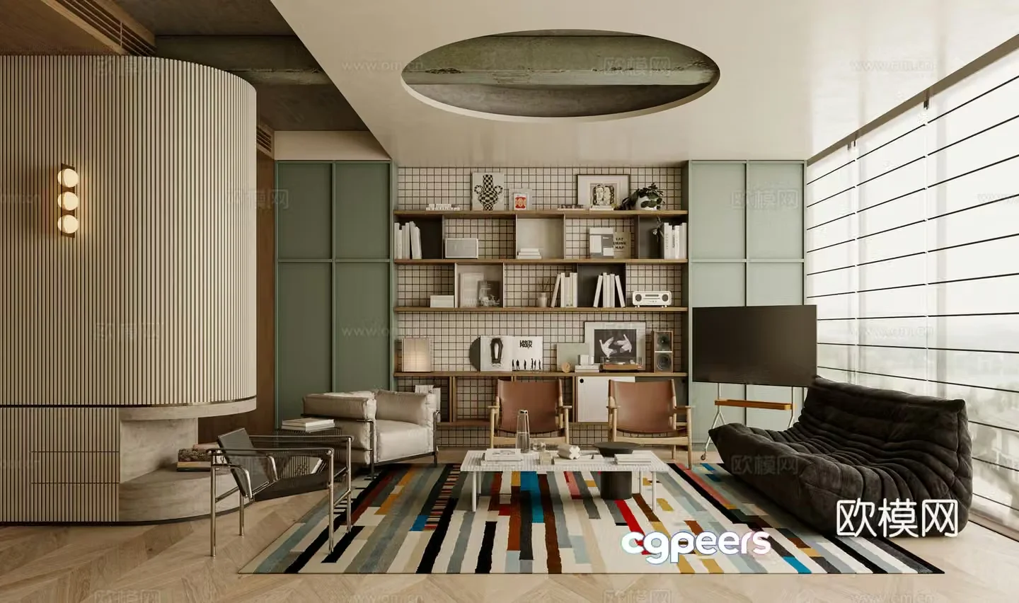 Middle-aged living room 3d model
