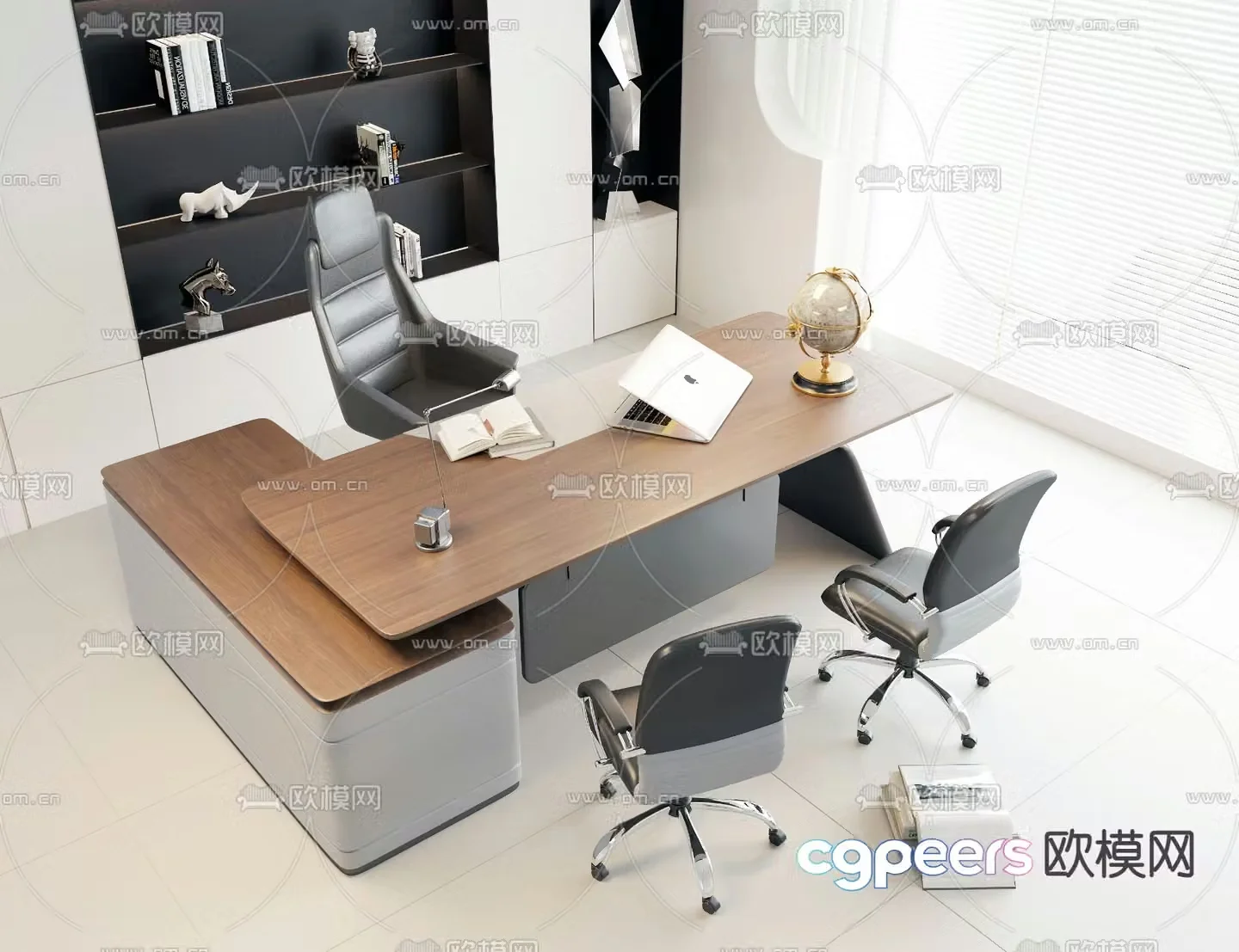 Desk table boss table office desk 3d model