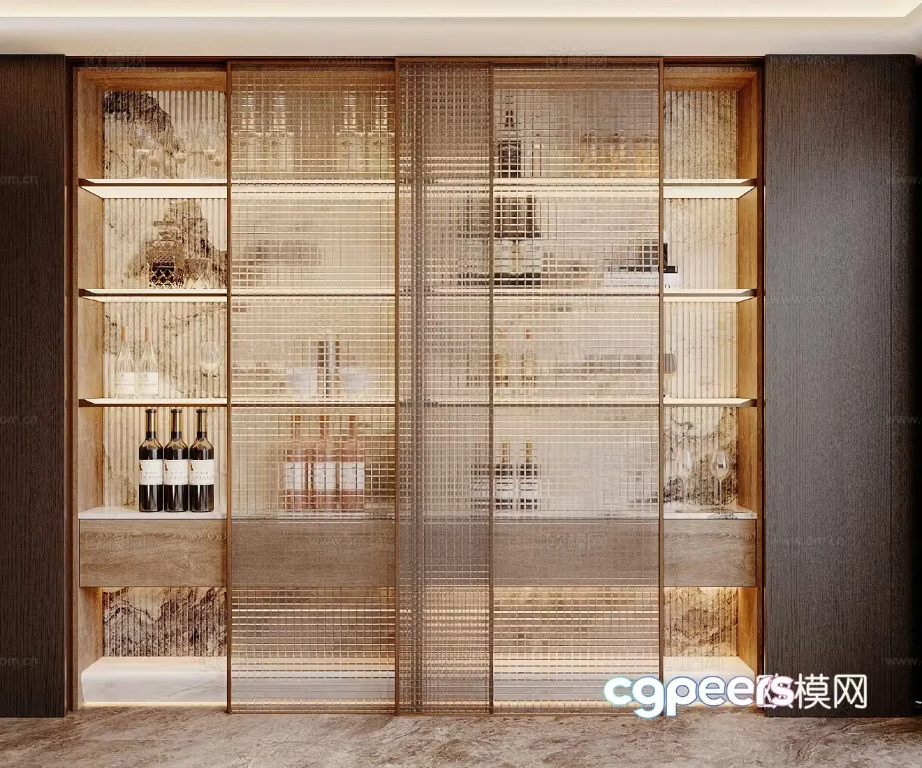 Modern Italian storage cabinet glass storage cabinet glass wine cabinet Italian decorative cabinet living room decorative cabinet 3D model
