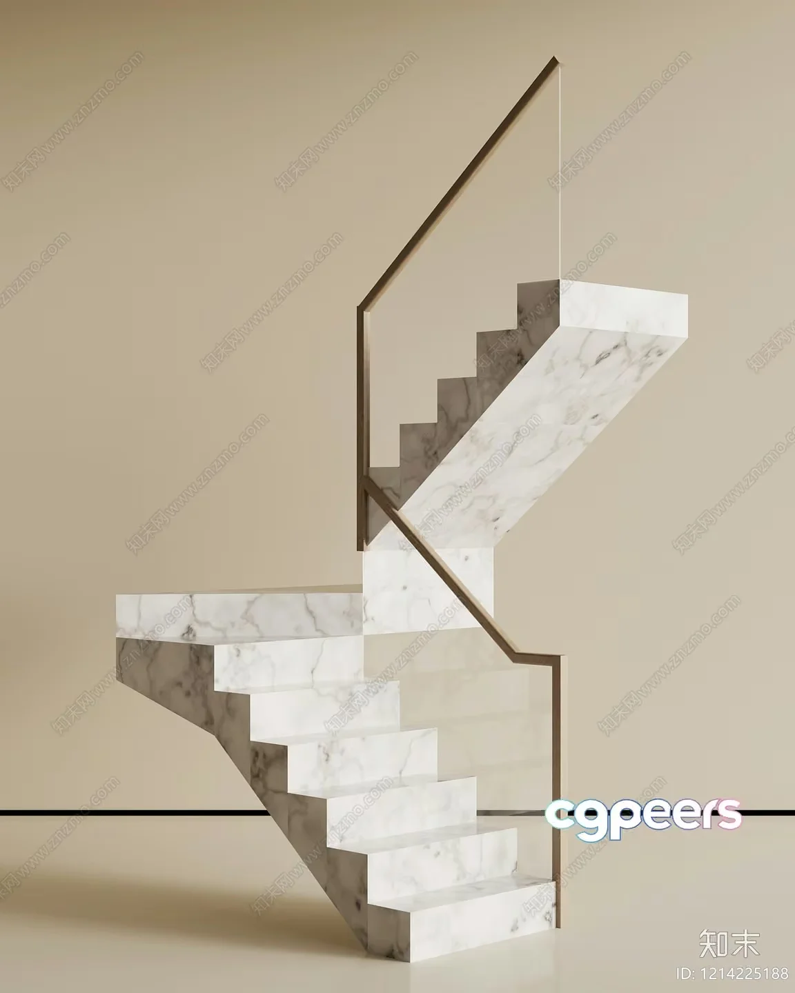 Spiral Marble Staircase 3D Model – 15778 – VRAY Render