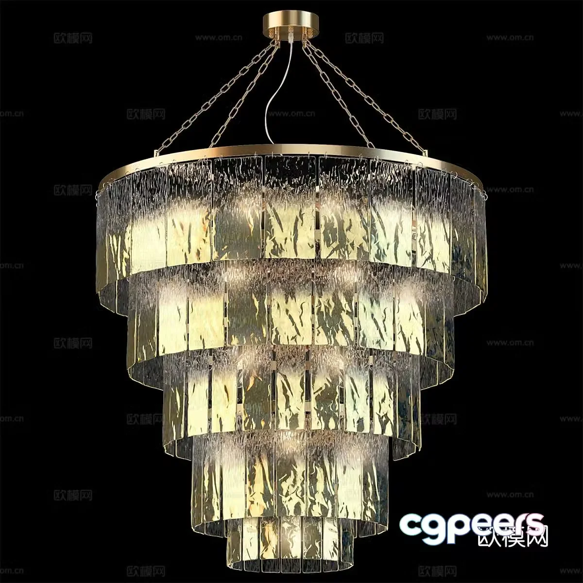Light luxury chandelier glass chandelier 3d model
