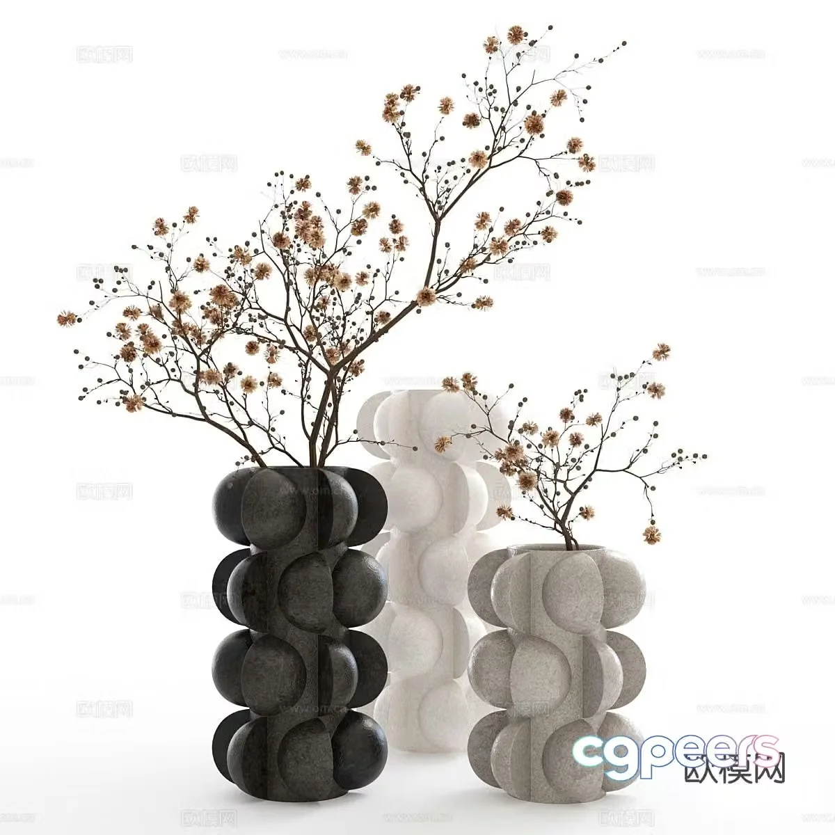 vase floral arrangement flower arrangement 3d model
