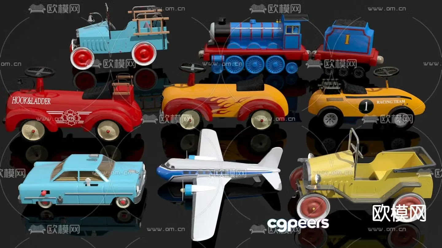 Toy car toy airplane toy train 3d model