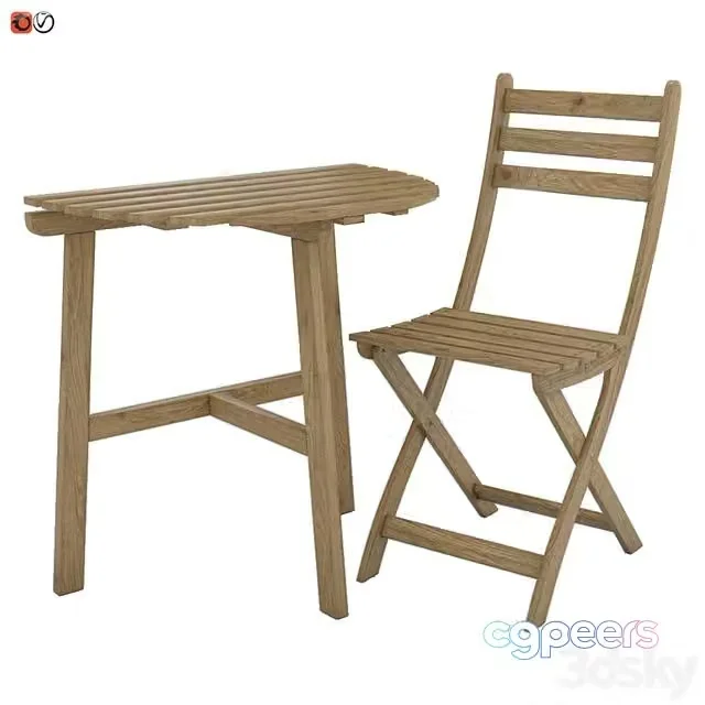 3ds Max Free – Table + chair Ikea ASKHOLMEN 02