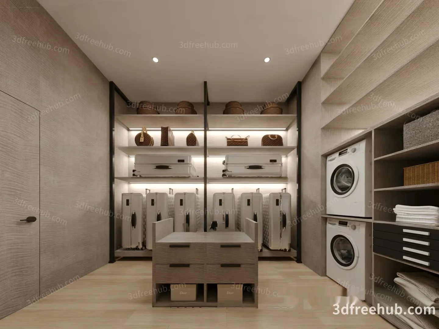 A Laundry Room With A Washing Machine And Dryer 3D Model – 23181 – VRAY Render