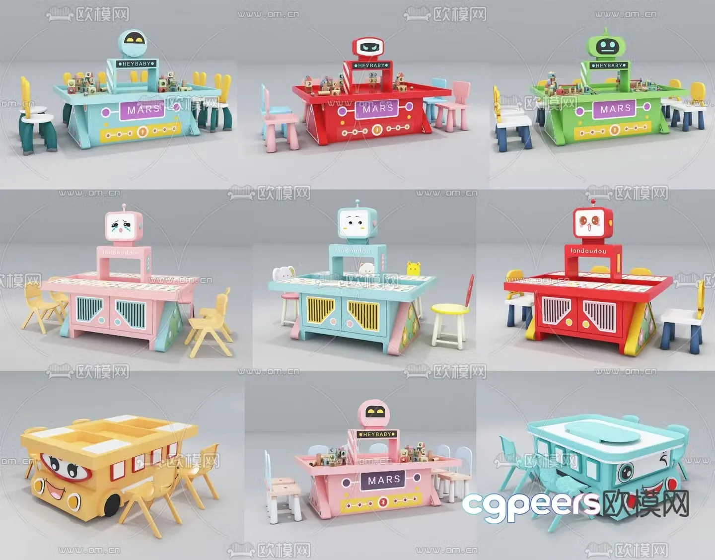 Children’s table toy table building block table 3d model