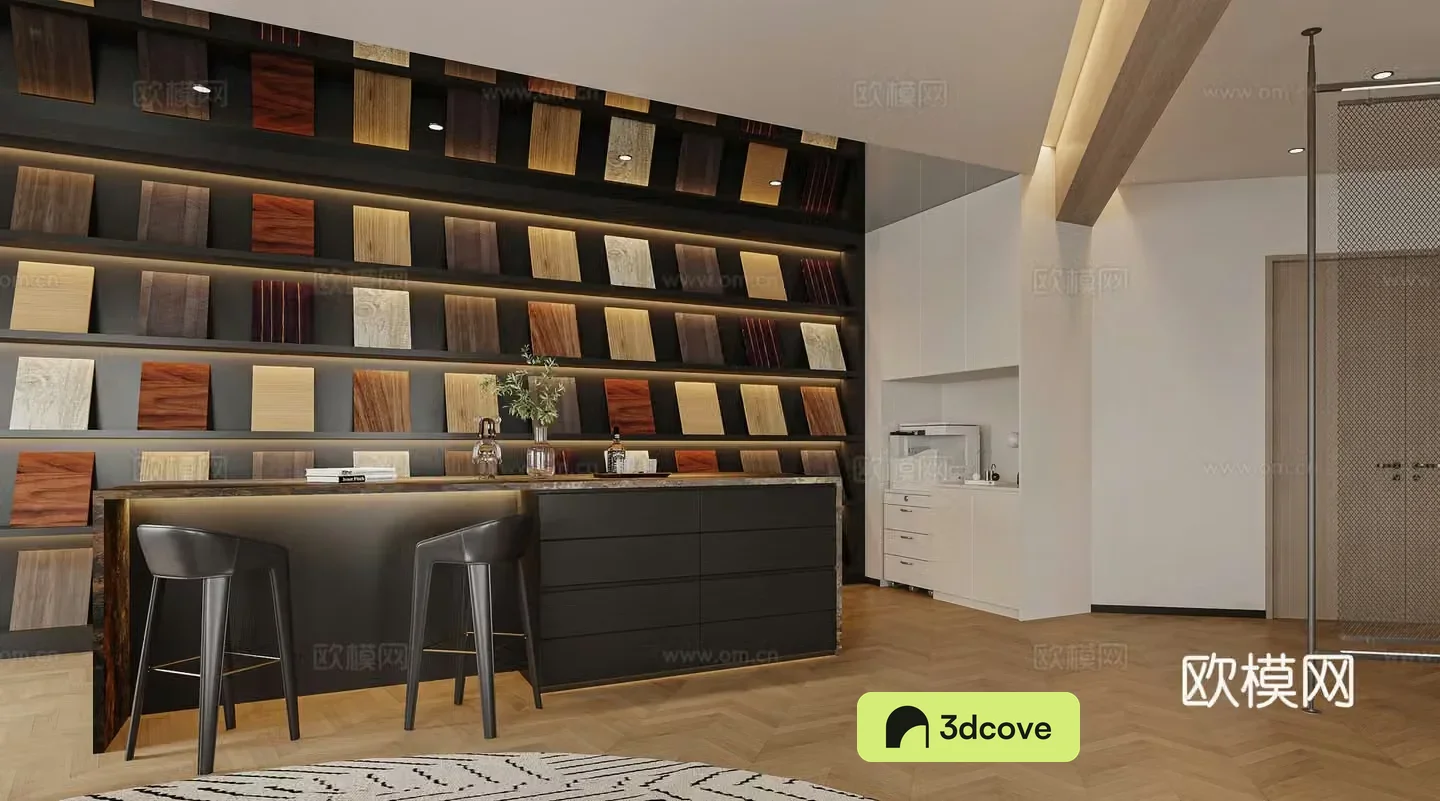Modern decoration company Board exhibition hall Bar island modern restaurant living and dining room simple