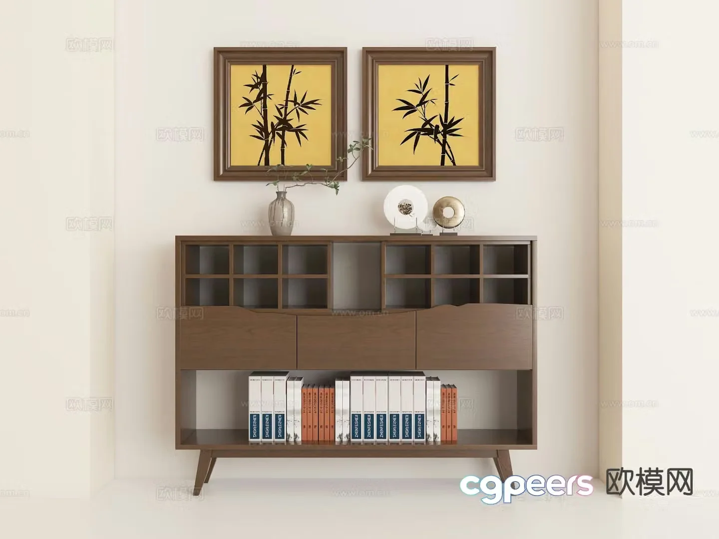 New Chinese style side cabinet entrance cabinet 3D model