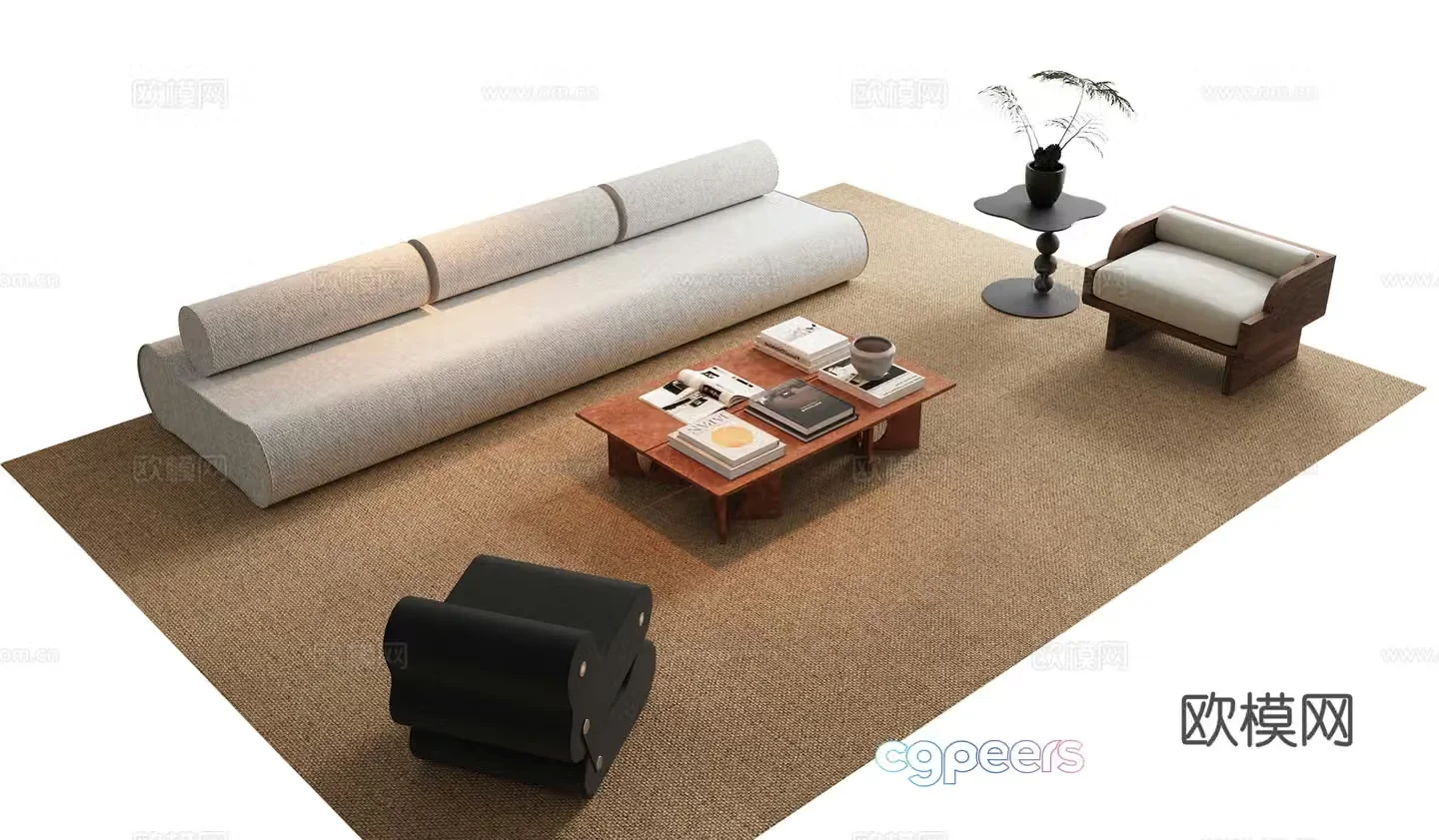 Modern sofa coffee table combination 3D model