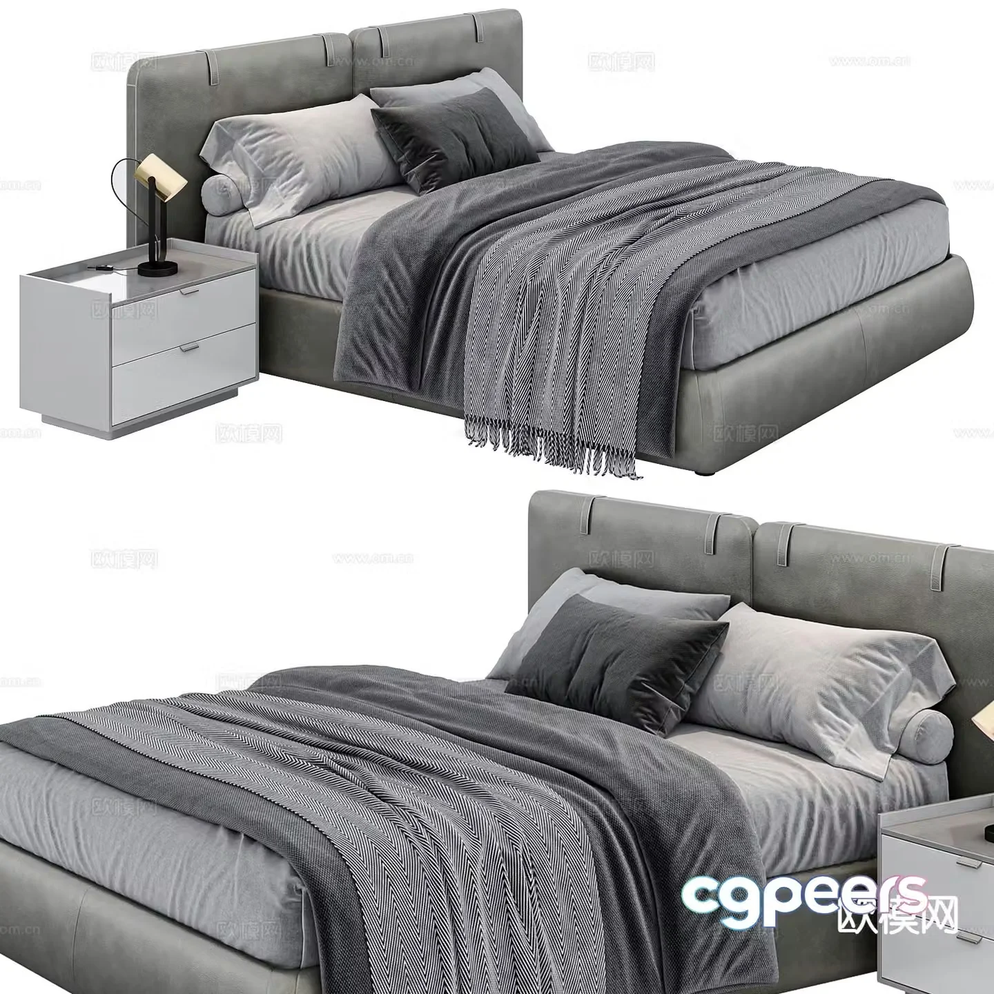 Modern double bed 3d model