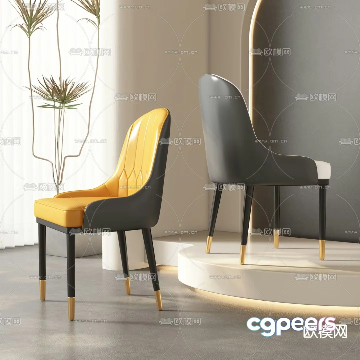 leather chair dining chair 3d model