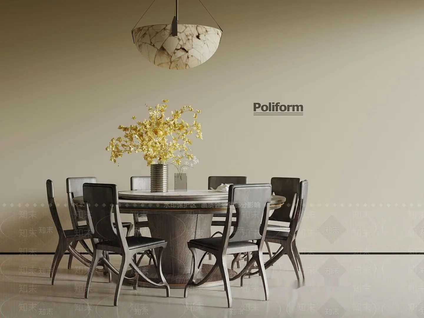 Modern Dining Table 3D Model – 498 – VRAY Render