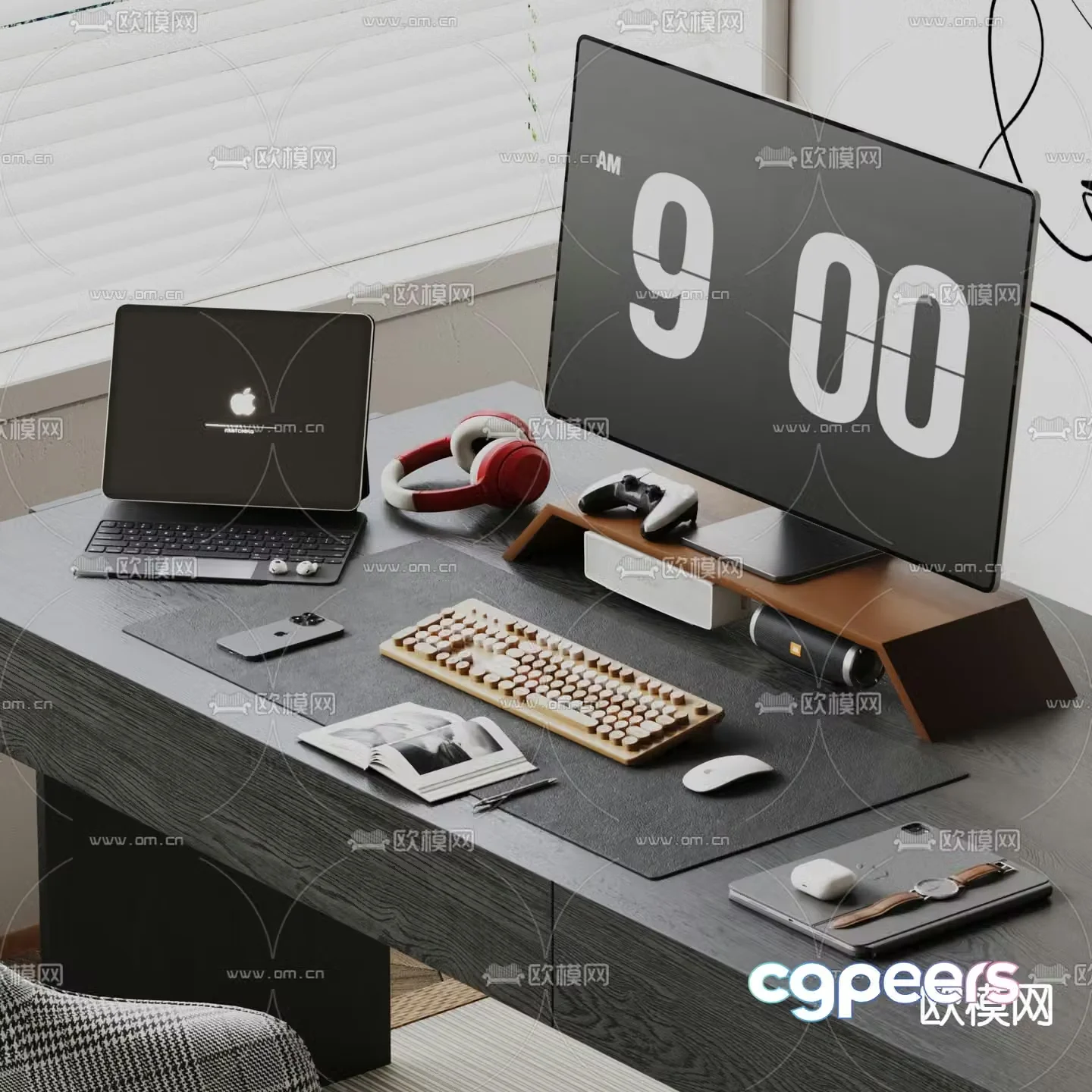 office supplies computer notebook keyboard 3d model